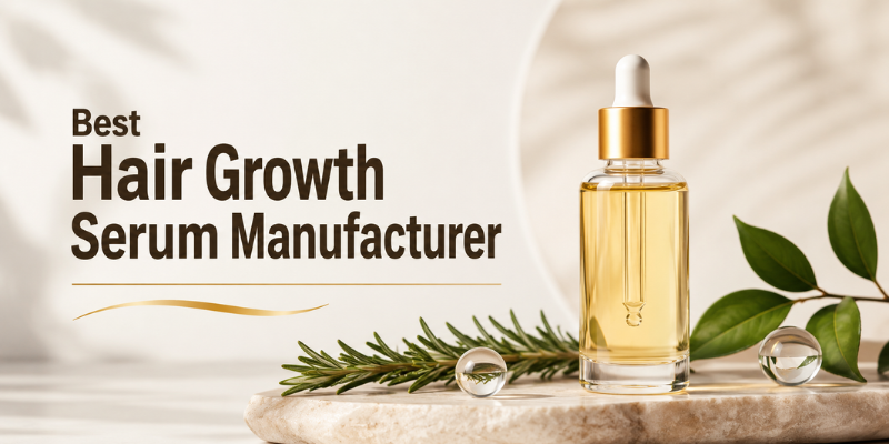Premium Hair Growth Serum by Dermat India for private label and contract manufacturing with a professional dropper bottle design.
