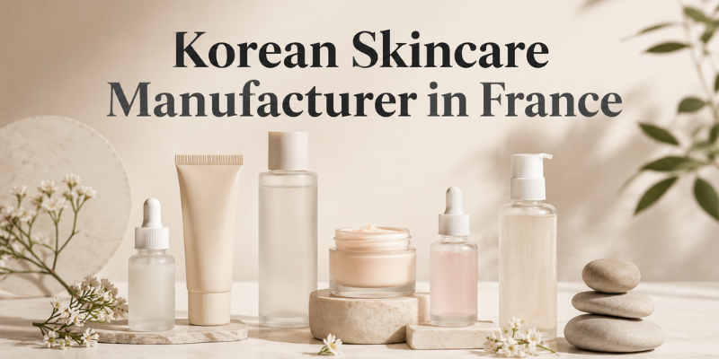 Private label Korean skincare manufacturer in France delivering innovative K-beauty formulations for global skincare brands.