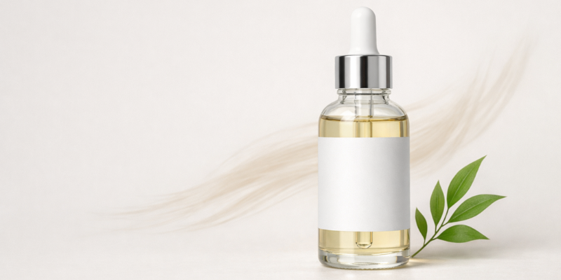 Hair serum bottle by Dermat Inda in Kuwait City for smooth, shiny, and strong hair