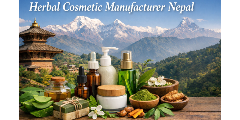 Herbal cosmetic manufacturing facility in Nepal using natural Himalayan herbs for skincare and personal care products