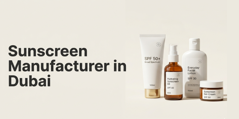 Sunscreen manufacturer in Dubai producing high-quality SPF skincare products by Dermat India