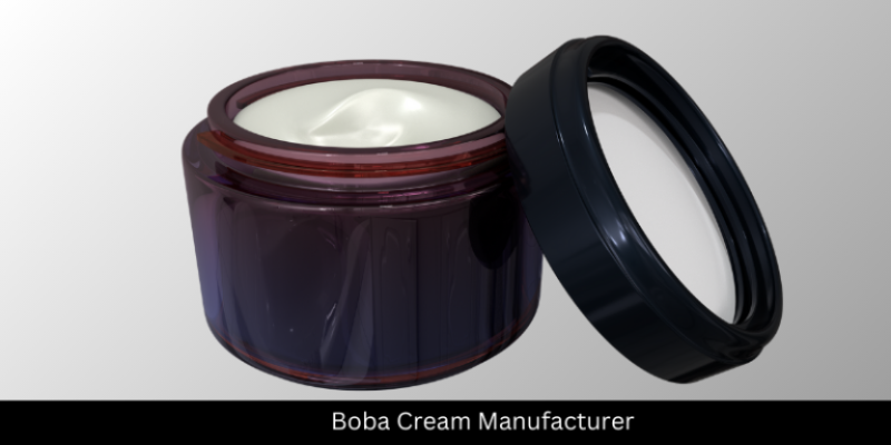 Boba Cream manufacturing facility producing skincare creams with unique boba beads